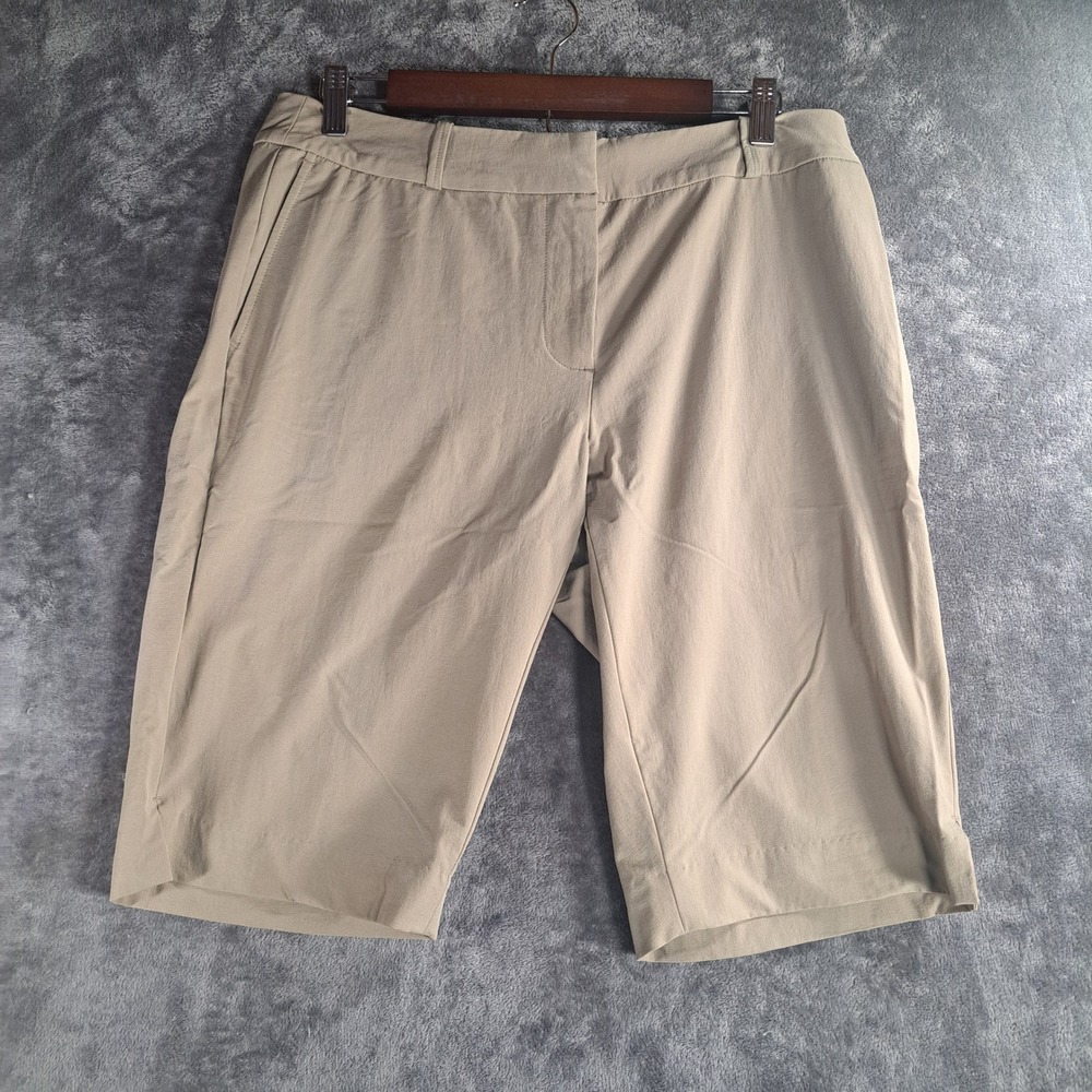 Fairway & Greene Ladies Golf Shorts 8 Khaki Tan Bermuda Tech Performance Outdoor
